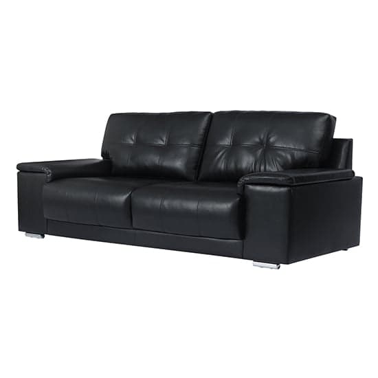 Kensington Faux Leather 3 Seater Sofa In Black_5