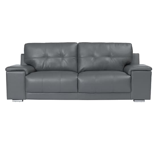 Kensington Faux Leather 3 Seater Sofa In Dark Grey_2