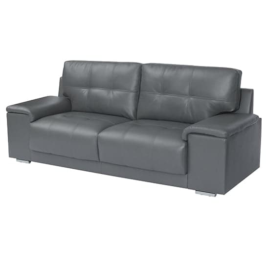 Kensington Faux Leather 3 Seater Sofa In Dark Grey_5