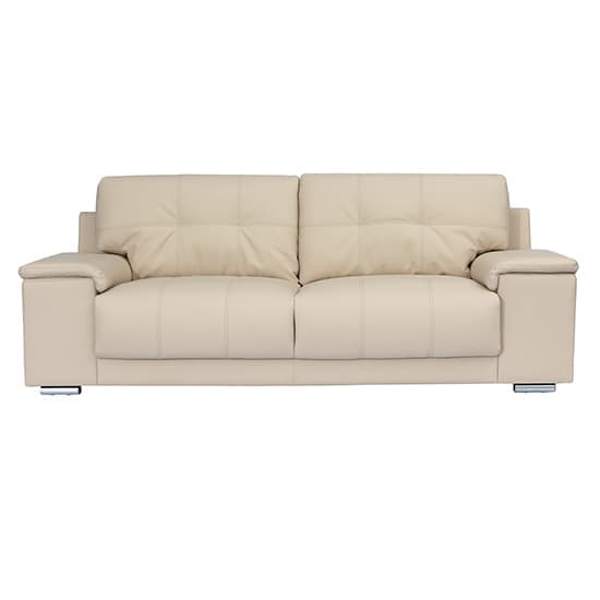 Kensington Faux Leather 3 Seater Sofa In Ivory_2