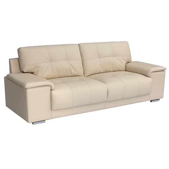 Kensington Faux Leather 3 Seater Sofa In Ivory_3