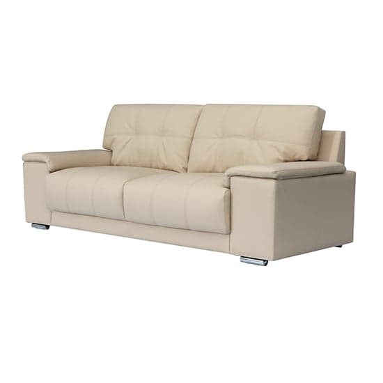 Kensington Faux Leather 3 Seater Sofa In Ivory_5