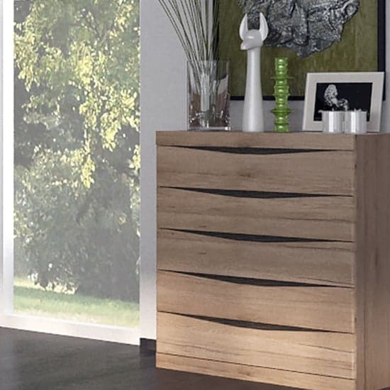 Kenstoga Wooden Chest Of Drawers In Grained Oak With 5 Drawers_3