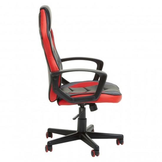 Katy Racer Faux Leather Gaming Chair In Black And Red_3