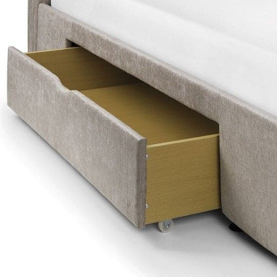 Rahela Chenille Fabric King Size Bed In Mink With 2 Drawers_2