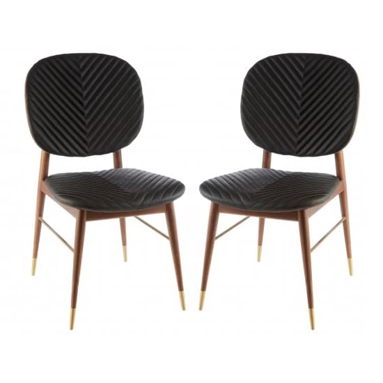 Kentona Black Faux Leather Dining Chairs In A Pair