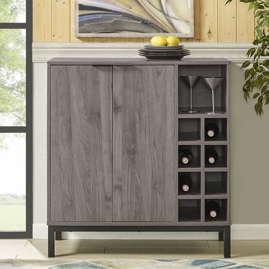 Keoni Wooden Bar Cabinet With 2 Doors In Slate Grey_2