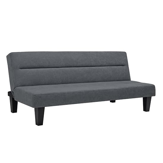 Keori Velvet Futon Sofa Bed In Grey With Wooden Legs_4