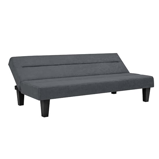 Keori Velvet Futon Sofa Bed In Grey With Wooden Legs_5