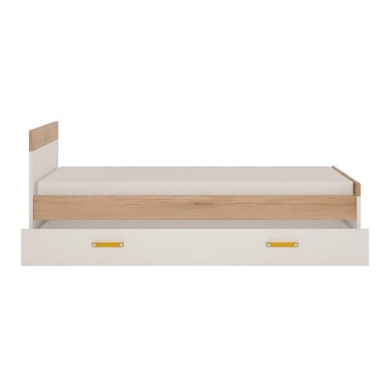 Kepo Wooden Single Bed With Drawer In White High Gloss And Oak_2