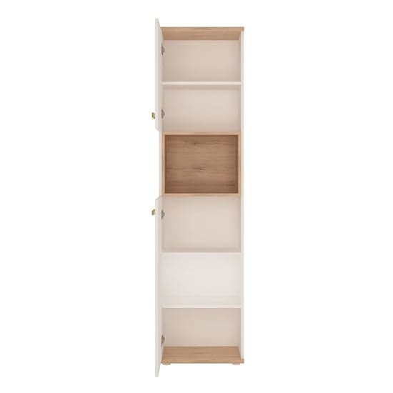 Kepo Wooden Storage Cabinet In White Gloss And Oak With 2 Doors_2