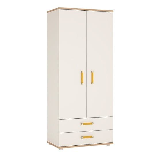 Kepo Wooden Wardrobe In White High Gloss And Oak_1