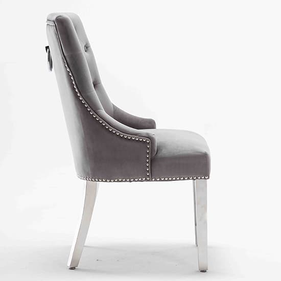 Kepro Knocker Light Grey Velvet Dining Chairs In Pair_2