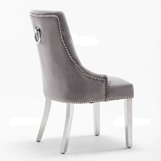 Kepro Knocker Light Grey Velvet Dining Chairs In Pair_3