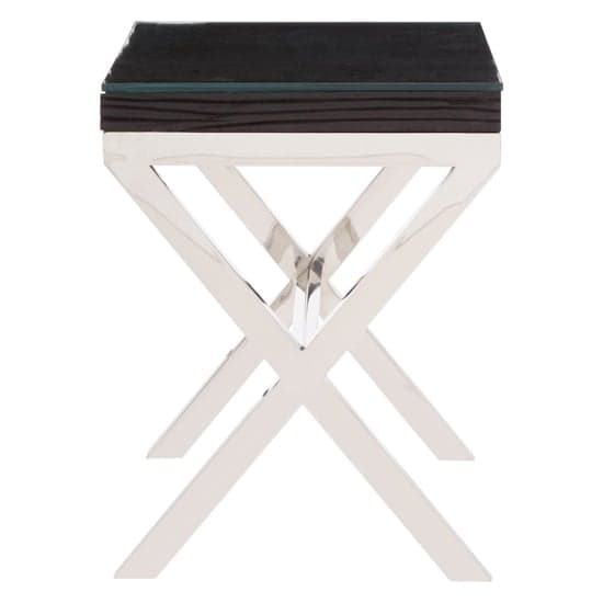 Kero Glass Top Side Table With Cross Base In Black_2