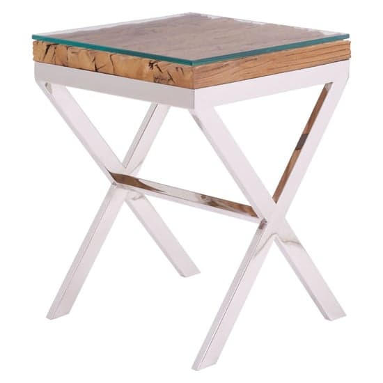 Kero Glass Top Side Table With Cross Base In Natural_1