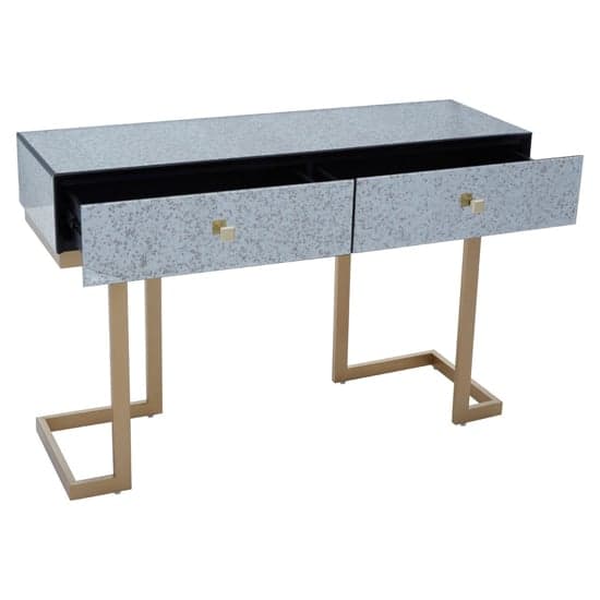 Keseni Mirrored Chest Of 6 Drawers With Brass Base In Silver_2