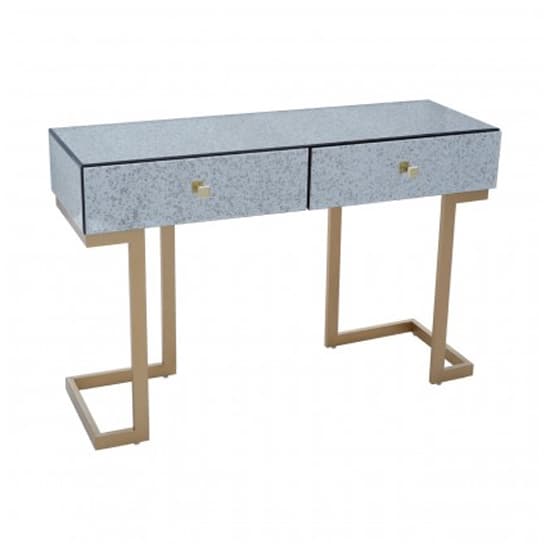 Keseni Mirrored Console Table With Brass Base In Silver_2