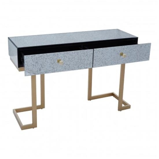 Keseni Mirrored Console Table With Brass Base In Silver_3