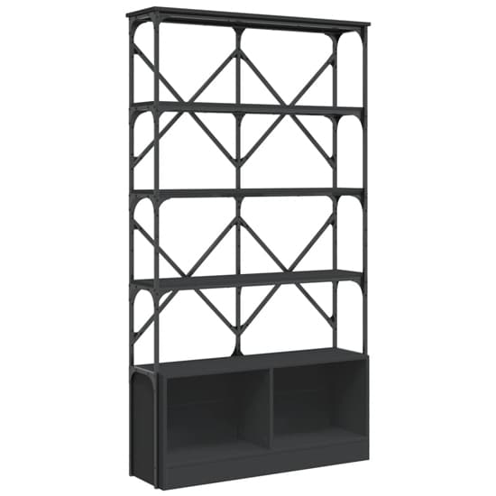 Keswick Wooden Bookcase With Metal Frame In Black_3
