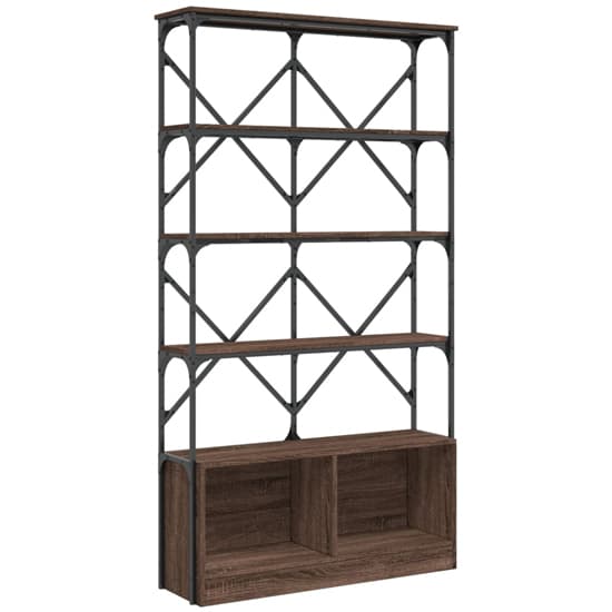 Keswick Wooden Bookcase With Metal Frame In Brown Oak_3