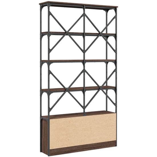 Keswick Wooden Bookcase With Metal Frame In Brown Oak_5