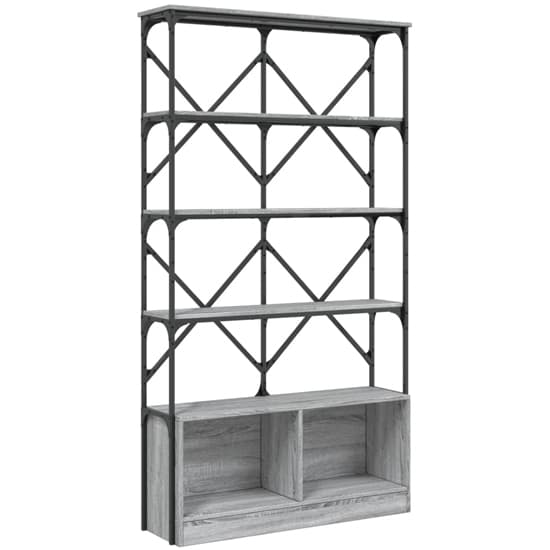 Keswick Wooden Bookcase With Metal Frame In Grey Sonoma_3