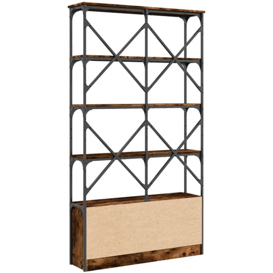 Keswick Wooden Bookcase With Metal Frame In Smoked Oak_5