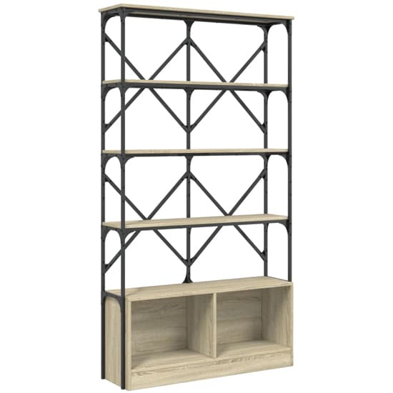 Keswick Wooden Bookcase With Metal Frame In Sonoma Oak_3