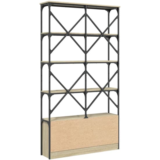 Keswick Wooden Bookcase With Metal Frame In Sonoma Oak_5