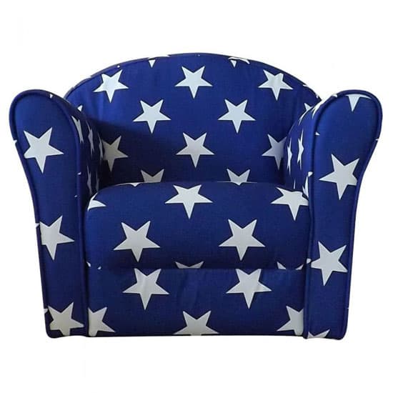 Kids Mini Fabric Armchair In Blue With White Stars_2