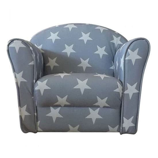 Kids Mini Fabric Armchair In Grey With White Stars_2