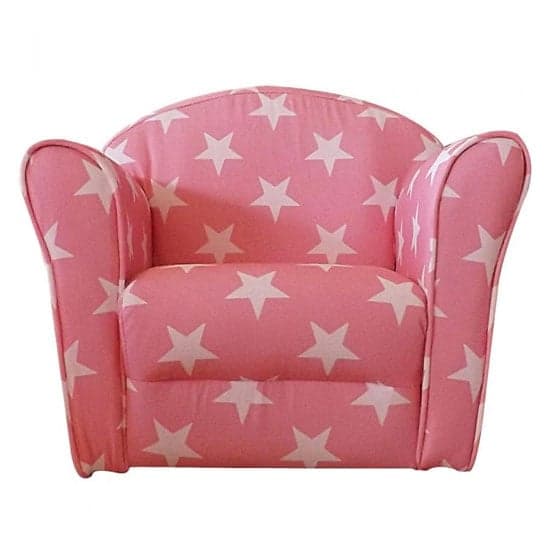 Kids Mini Fabric Armchair In Pink With White Stars_2