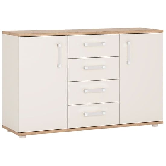 Kast Wooden Sideboard In White Gloss Oak With 2 Doors 4 Drawers_1