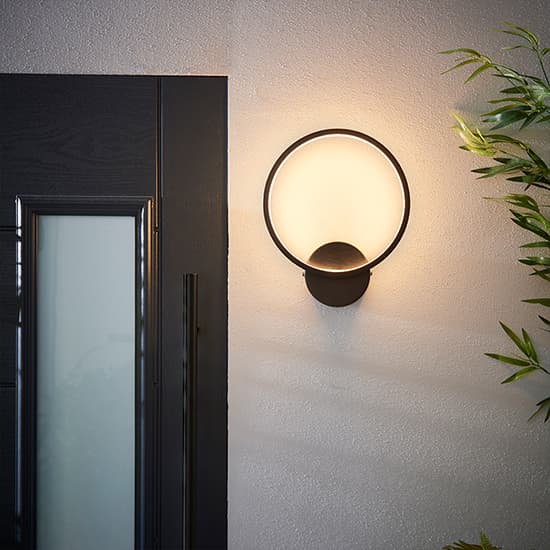 Kieron LED Wall Light In Textured Black With White Diffuser_3