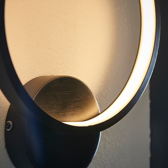 Kieron LED Wall Light In Textured Black With White Diffuser_4