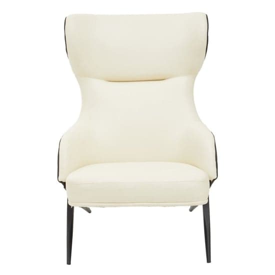 Kievy Faux Leather Upholstered Armchair In Ivory_2