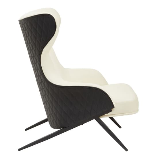 Kievy Faux Leather Upholstered Armchair In Ivory_3