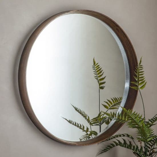 Kinder Round Large Bevelled Wall Mirror In Walnut Wood Frame_1