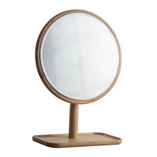Kinghamia Round Dressing Mirror With Wooden Stand In Oak_2