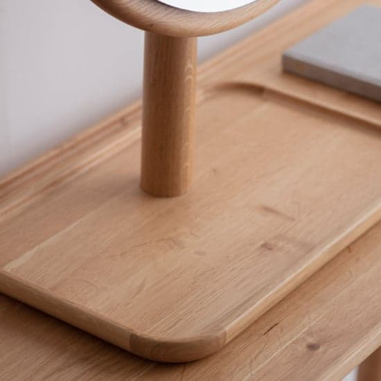 Kinghamia Round Dressing Mirror With Wooden Stand In Oak_3