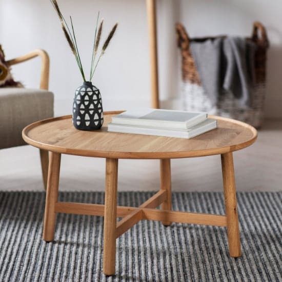 Kinghamia Round Wooden Coffee Table In Oak_1