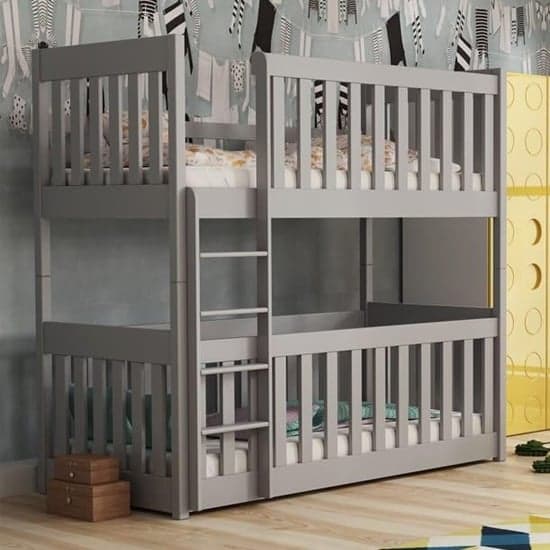 Kinston Bunk Bed And Cot In Grey With Bonnell Mattresses_1