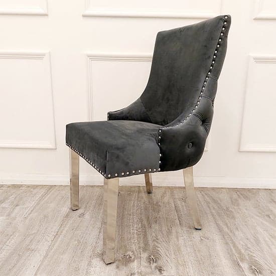 Kinston Dark Grey Velvet Dining Chairs In Pair_2
