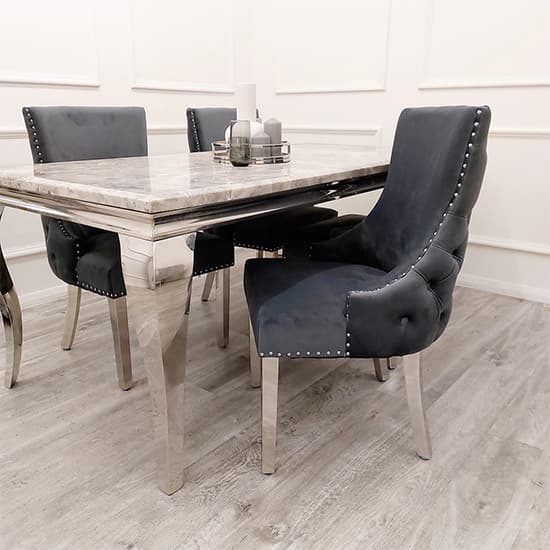 Kinston Dark Grey Velvet Dining Chairs In Pair_4