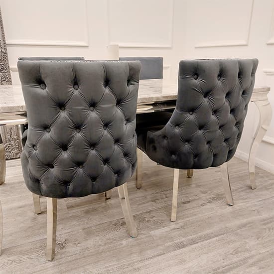 Kinston Dark Grey Velvet Dining Chairs In Pair_5