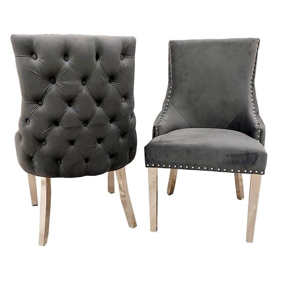 Kinston Dark Grey Velvet Dining Chairs In Pair_1