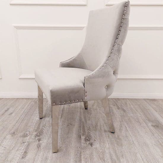 Kinston Light Grey Velvet Dining Chairs In Pair_2