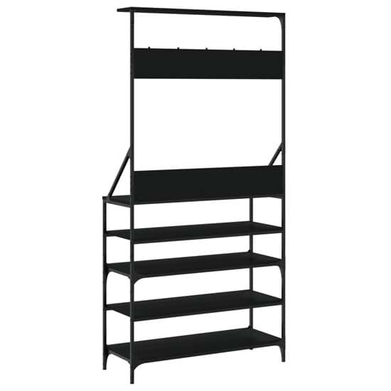 Kinston Wooden Clothes Rack With Shoe Storage In Black_6
