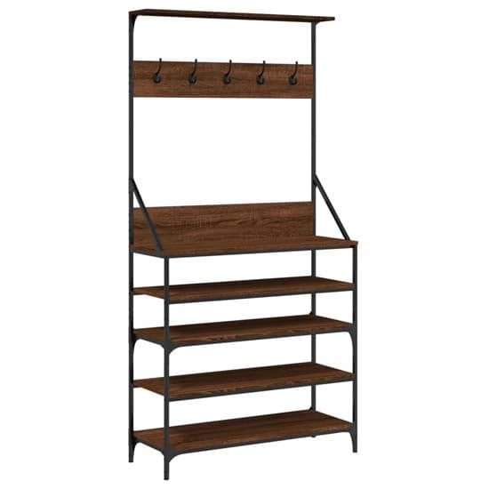 Kinston Wooden Clothes Rack With Shoe Storage In Brown Oak_2
